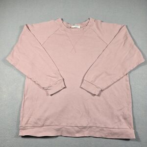 Zenana Women's Large Pink Pullover Sweatshirt Crew Neck 100% Cotton Long Sleeve